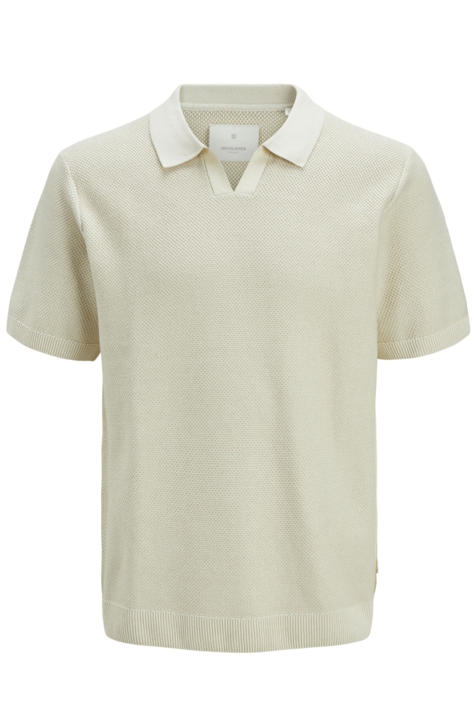 JPRCCEASTON KNIT SPLIT NECK SS SN 12273012 Whitecap Gray